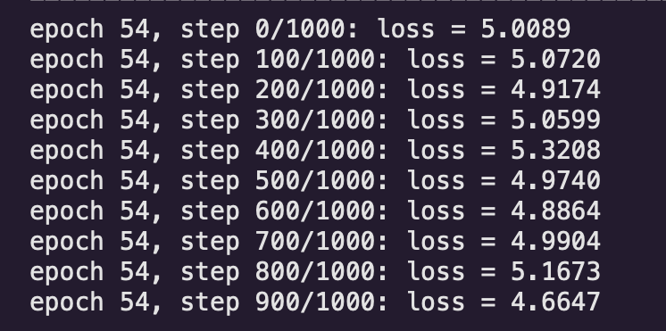 Training loss curve showing model convergence over epochs
